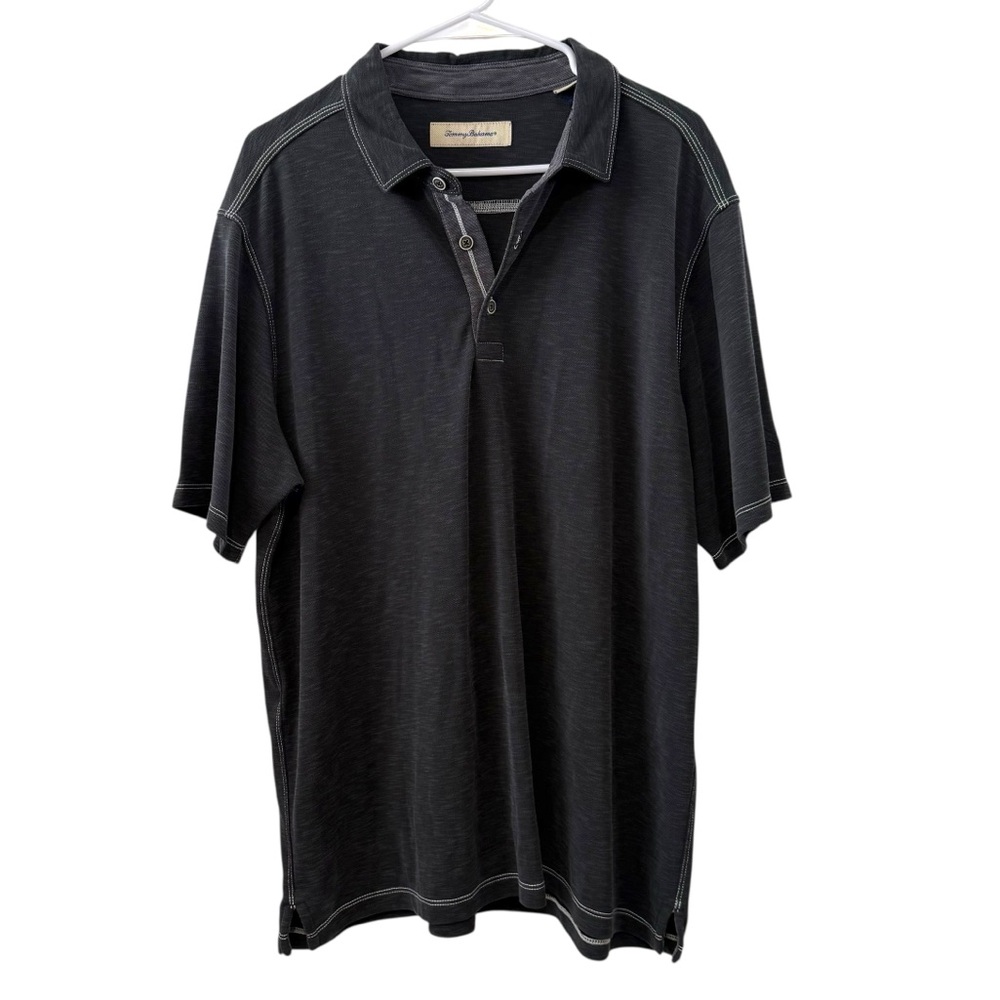 Tommy Bahama XL Black Short Sleeve Polo Shirt Modal Blend Casual Resort Wear